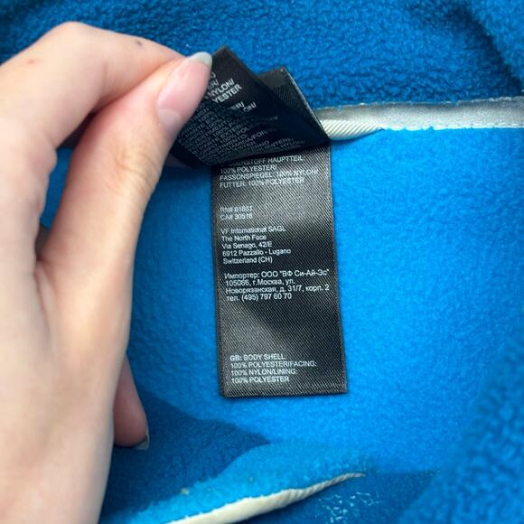 The North Face Teal‎ Blue Womens Large Full Zip Mock Neck Fleece Jacket Gorpcore - Picture 11 of 13